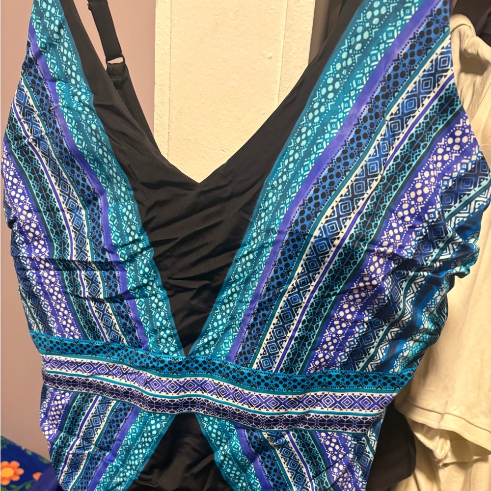 Blue and Black Patterned Bikini